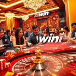 33win players indulging in thrilling casino games in a luxurious setting filled with action.
