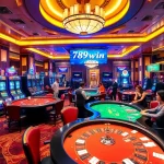 Exciting gaming experience at 789win trang chu's vibrant casino floor with players and tables.