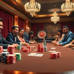 Players engaging at Bay789’s upscale poker table, showcasing excitement and luxury in gambling.