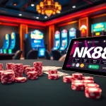 Experience thrilling bets at NK88 with a vibrant casino table showcasing poker chips.
