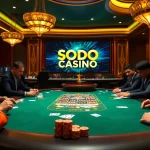 SODO CASINO - Players enjoying a high-stakes poker game in a luxurious casino atmosphere.