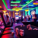 Experience the excitement of slot gacor with players engaging at vibrant casino slot machines.