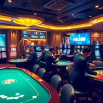 NK88 players enjoying high-stakes poker at an elegant casino environment.