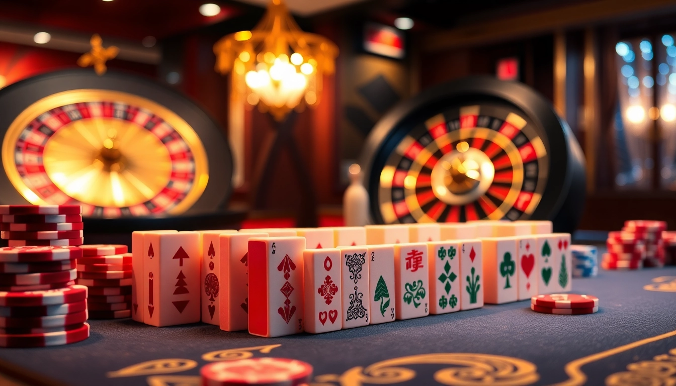 Experience the excitement of mahjong ways with vibrant tiles and thrilling gameplay at a casino table.