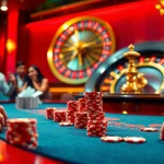 Experience high-stakes excitement at 99ok com with a vibrant poker table and roulette wheel.