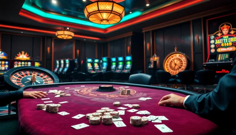 Players eagerly bet at a luxurious casino table, immersing in the exciting world of MB66.