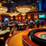 Exciting casino scene featuring GO99 gaming tables and a lively atmosphere with players.