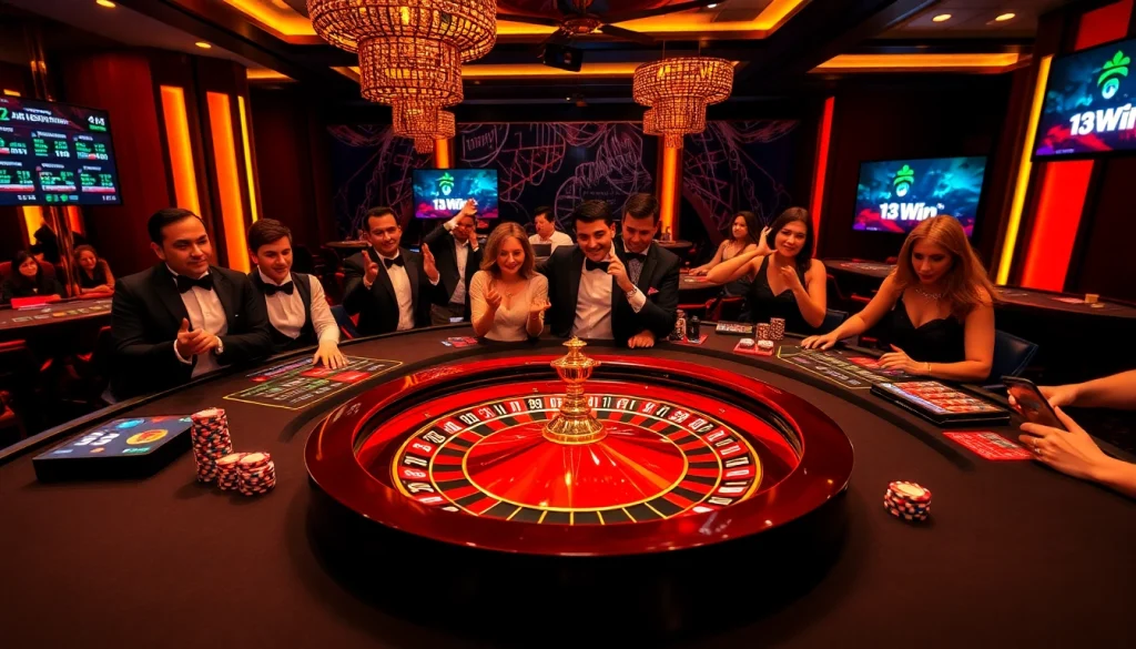 Experience the thrill of winning at 13Win with vibrant roulette and poker action.