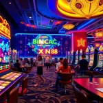 Bắn cá XN88 game interface showcasing players aiming for virtual fish with vibrant animations.