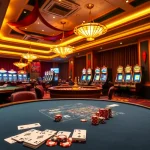 Players enjoying a thrilling PXJ casino atmosphere with vibrant tables and slot machines.