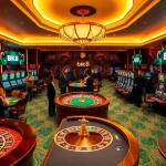 Engaging players at a luxurious BK8 casino with vibrant gambling activities.