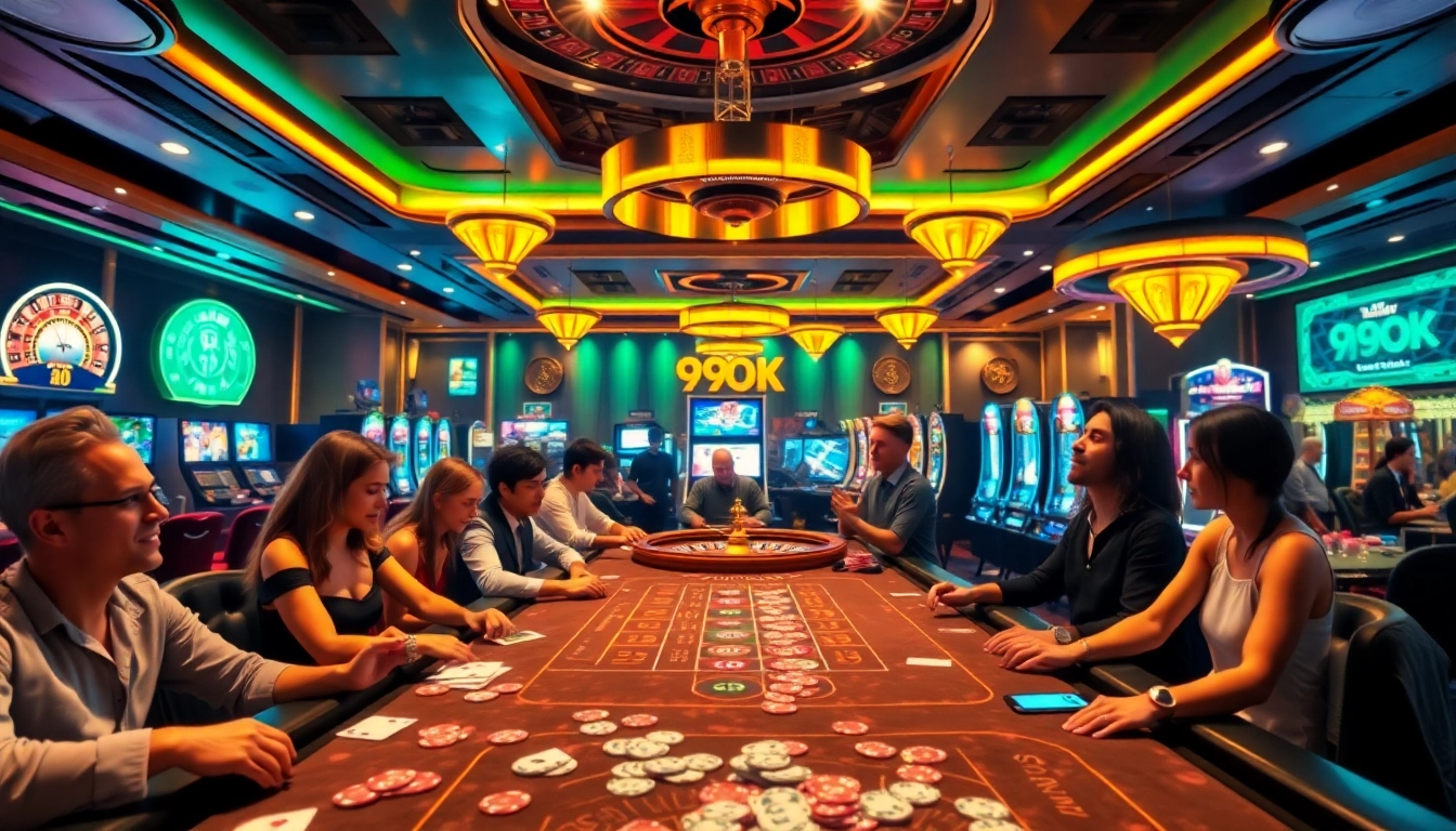 Experience the excitement of 99ok online gambling with vibrant casino visuals, chips, and games.