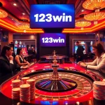 Experience a thrilling game of roulette at 123win with vibrant casino visuals and lively players.