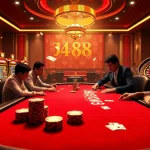 Experience high-stakes action at https://da88.education/ poker table within a luxurious casino setting.