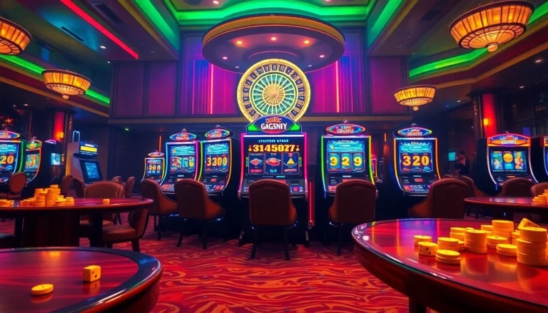 Experience slot gacor excitement with vibrant casino lights and stunning slot machines.