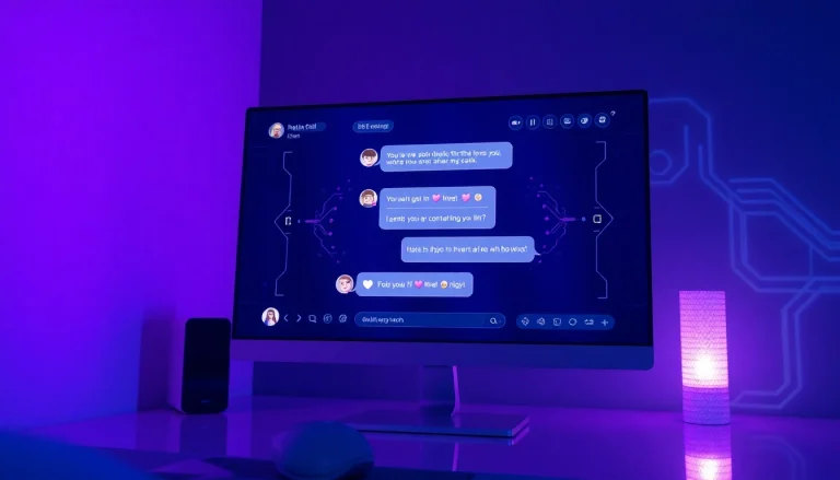 AI chat porn interface showcasing engaging virtual interactions in a seductive, ambient setting.