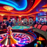 tk88 provides an exciting gambling experience at a luxury casino table with vibrant poker chips.