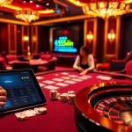 Engaged players at a 555win casino table celebrating a big win with poker chips and cards.