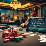 Experience thrilling gameplay at SHBET with vibrant poker chips and an exciting roulette wheel.