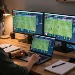 Player engaging in sports betting on LV88 while analyzing strategies at home.