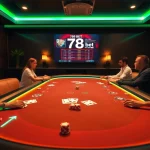 Exciting online gaming scene showcasing 789 bet with poker table and virtual cards.