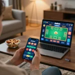 Engaging gameplay on Jeetbuzz App showcased on mobile device in a cozy home setting.