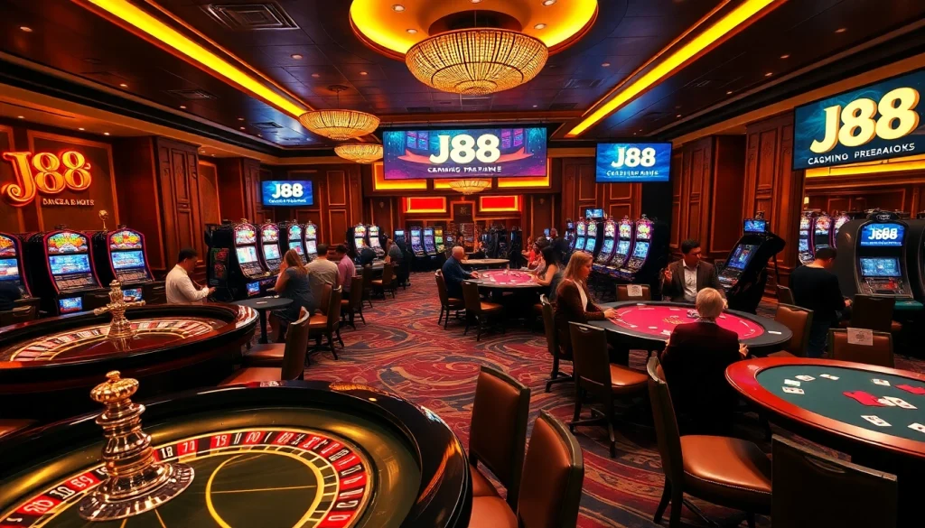 Experience the thrill of betting at J88 casino with vibrant tables and lively players.
