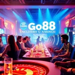 Exciting online gaming scene featuring Go88 platform users engaged in live casino, slot games, and sports betting.