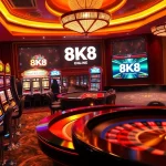 8K8 online casino scene showcasing vibrant slot machines and engaging poker gameplay for Filipino players.