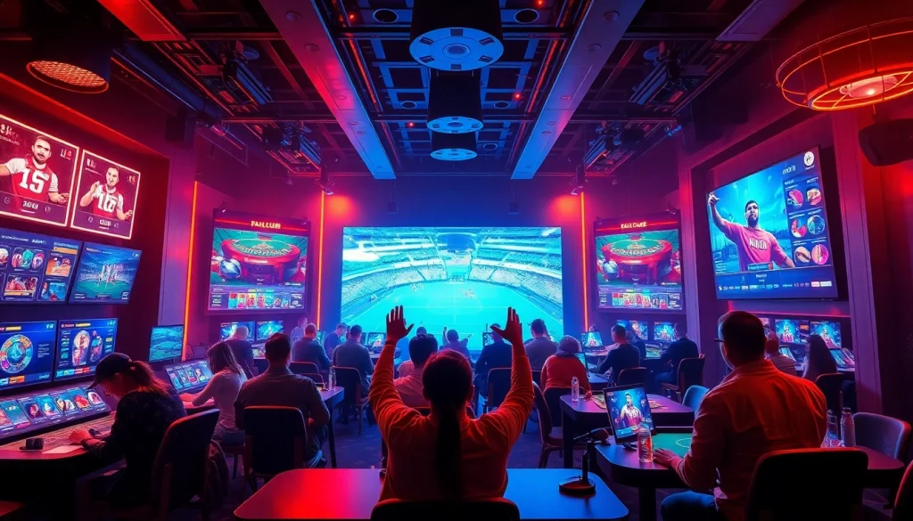 Engaging visual of players enjoying interactive card games at hitclub, illuminated gaming interface.