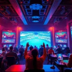 Engaging visual of players enjoying interactive card games at hitclub, illuminated gaming interface.