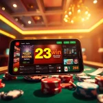 Exciting 23win gambling scene showcasing diverse games and a modern interface on a smartphone.