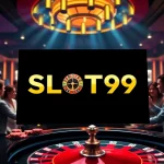 SLOT99 online slot gaming scene with vibrant machines and engaging players enjoying their experience.