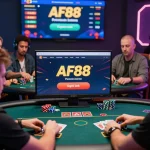 Engaged players enjoying the AF88 link gaming experience on diverse devices in a vibrant online casino atmosphere.
