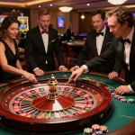 Players engaging at a KJC roulette table, enhancing the thrill of casino gaming with live action