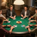 Engaged players enjoying strategic gameplay at a home poker night, featured in https://www-sg777.net/.