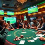 Judi Bola players enjoying an exhilarating betting experience at a luxurious casino table.
