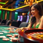Exciting LUCK8 casino scene featuring poker table, roulette wheel, and slot machine action.
