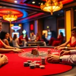Exciting poker action at LC88's luxurious casino table with vibrant chips and cards.