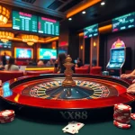 Gamblers enjoying a thrilling roulette game at a luxury casino showcasing xx88 betting action.
