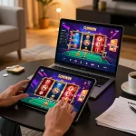 SUNWIN casino app displayed on tablet during an engaging online gaming session at home
