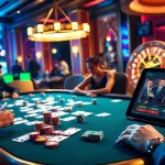 Experience high-stakes gaming action at https://79king.credit/ with poker chips and cards in an electrifying casino ambiance.
