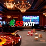 Experience the thrill of 58win through engaging online gambling visuals, showcasing vibrant casino elements.