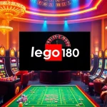Players betting on lego138 with vibrant casino tables and exciting slot machines lighting up the scene.