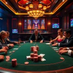 Engage with top-tier poker at Rikvip featuring vibrant gambling tables and stylish players.