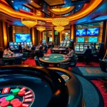 Pemain terlibat dengan slot modern dan permainan meja di kasino JPTOTO, menggambarkan kegembiraan perjudian online.