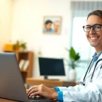 Engage in a video consultation to chat with a doctor online now, showcasing a friendly, professional atmosphere.