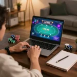 Pemain game daring yang terlibat mengalami permainan RATU99 di rumah dengan suasana fokus.