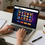 Engaging user playing on ONE88 online casino platform, surrounded by strategy notes.
