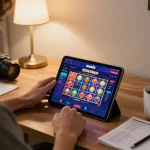 Engaging with the sunwin app on a tablet, showcasing vibrant online casino gameplay.